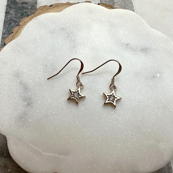 New Cute Star Earrings with Mini Cubic Zirconia - Picture 3 of 3